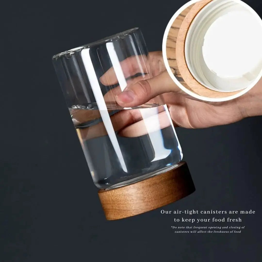 Tatler Acacia Wood Air Tight Glass Canister