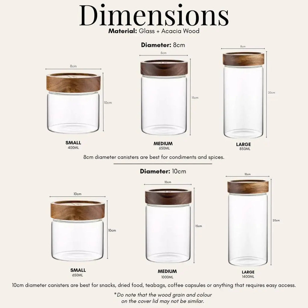 Tatler Acacia Wood Air Tight Glass Canister