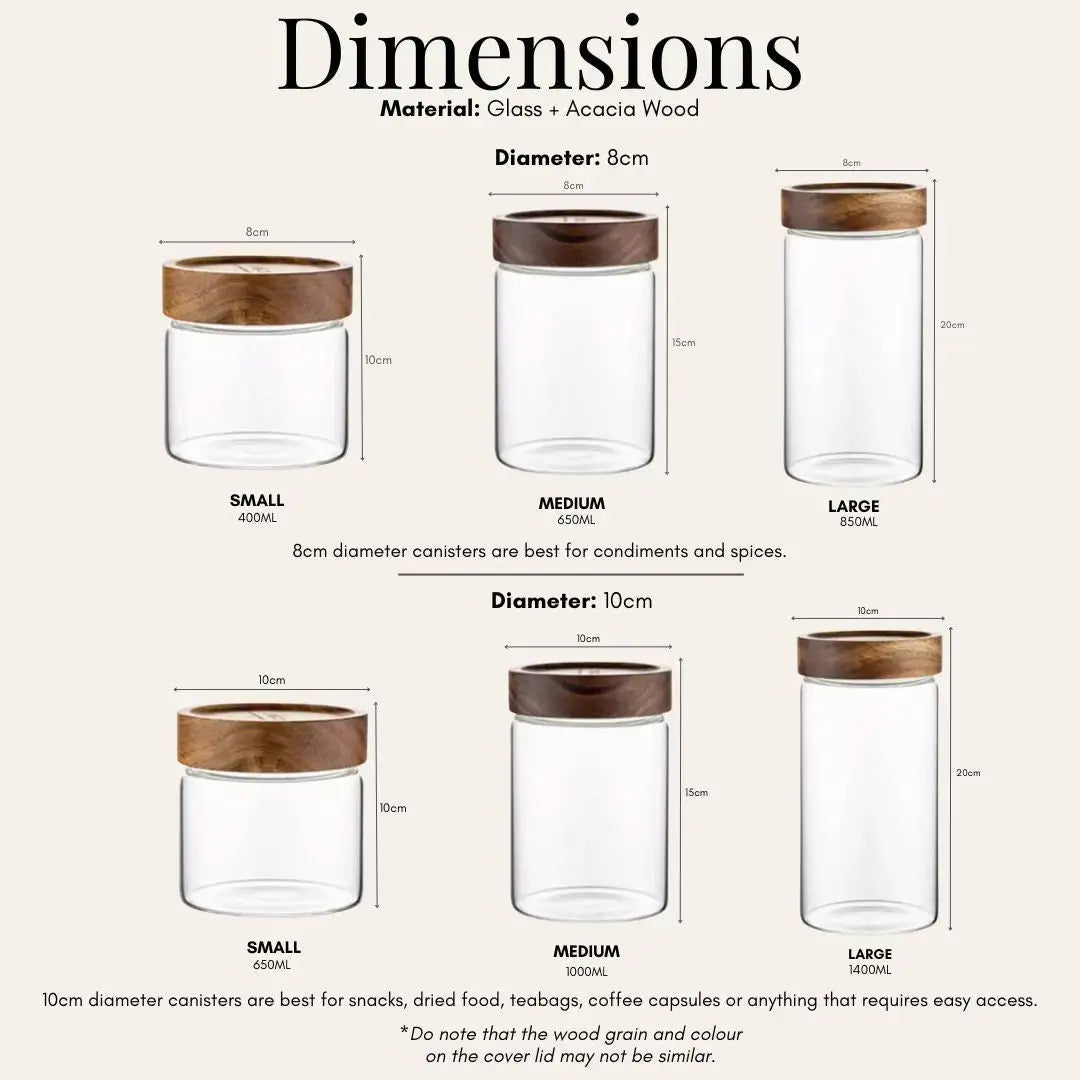 Tatler Acacia Wood Air Tight Glass Canister