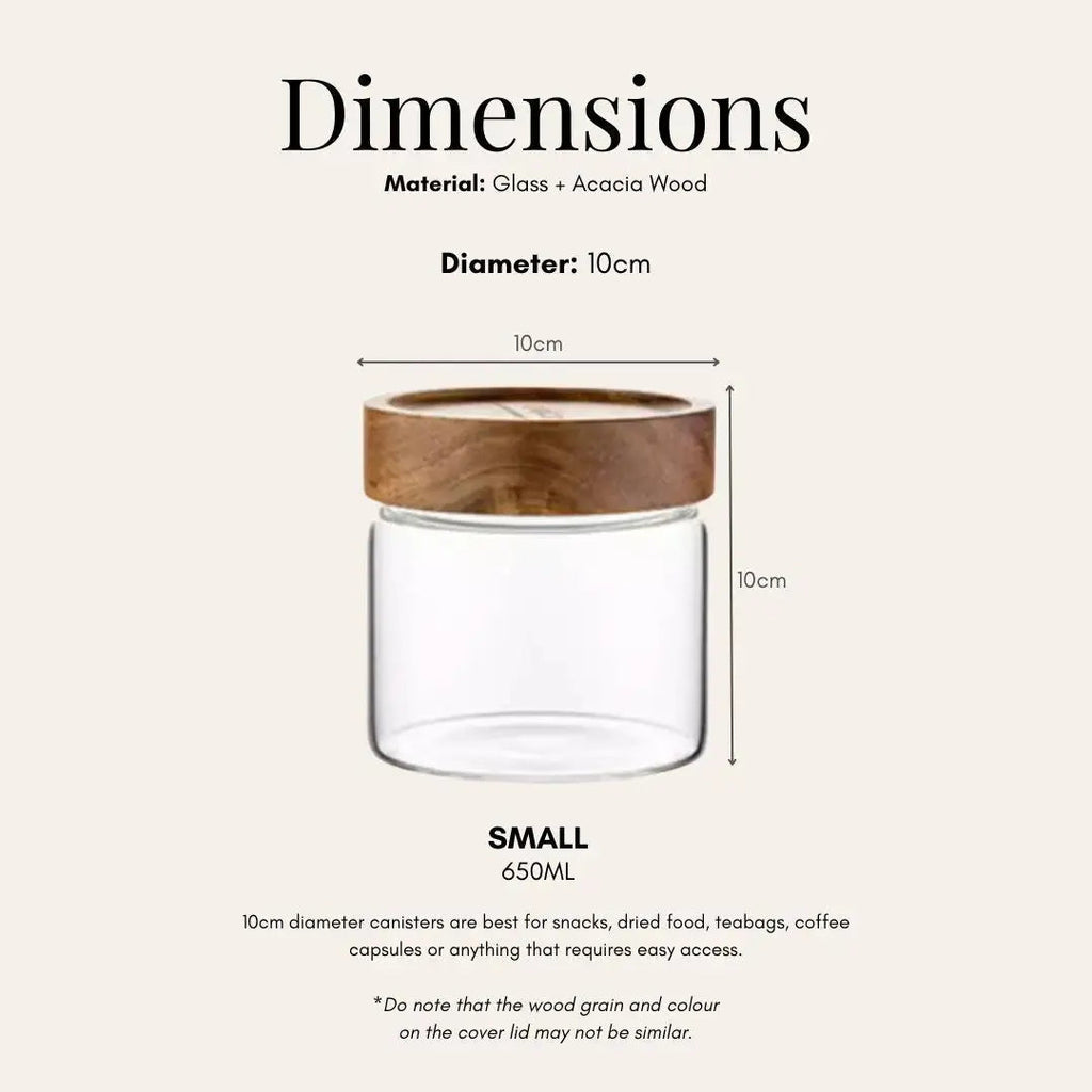 Tatler Acacia Wood Air Tight Glass Canister