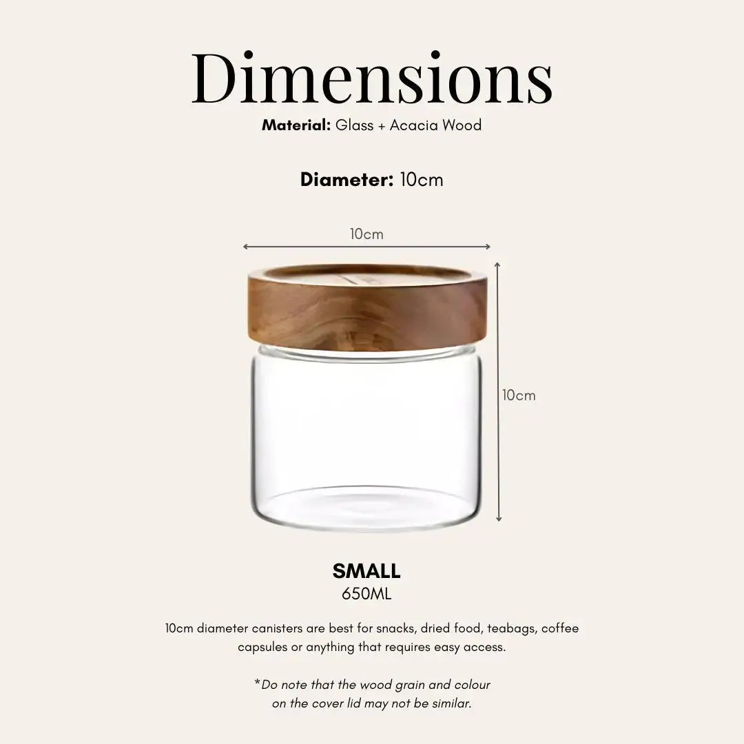 Tatler Acacia Wood Air Tight Glass Canister