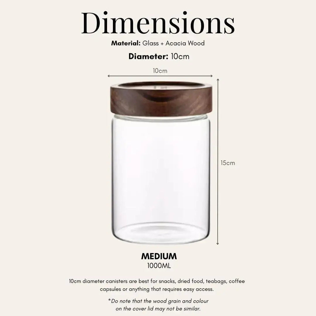 Tatler Acacia Wood Air Tight Glass Canister