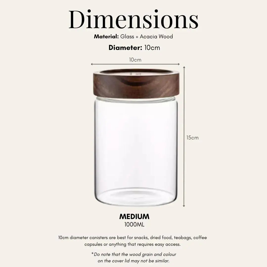 Tatler Acacia Wood Air Tight Glass Canister