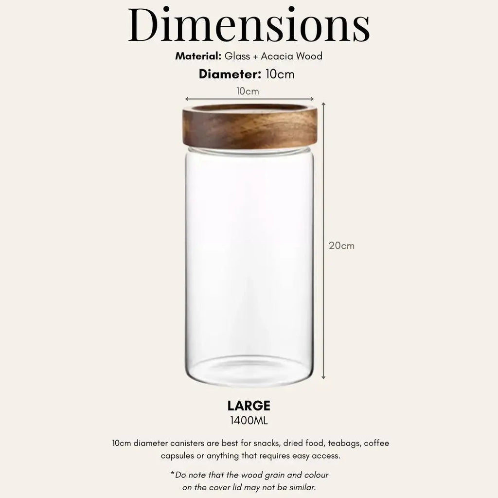 Tatler Acacia Wood Air Tight Glass Canister