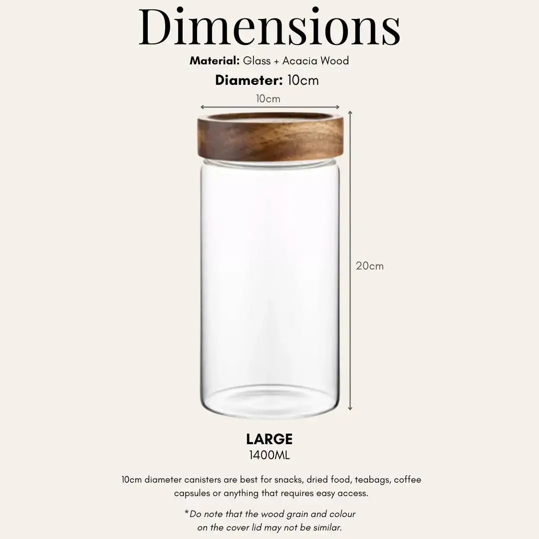 Tatler Acacia Wood Air Tight Glass Canister
