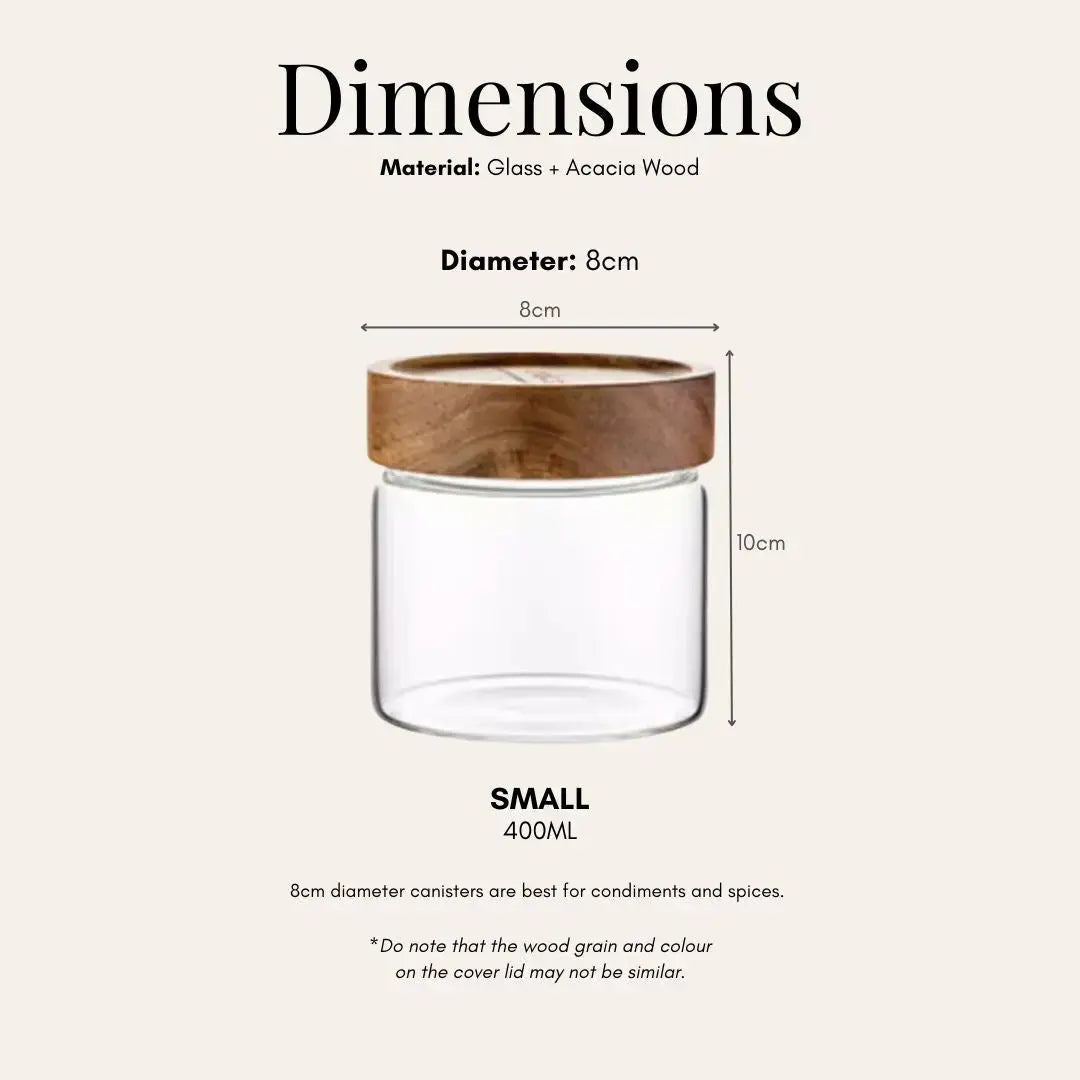 Tatler Acacia Wood Air Tight Glass Canister