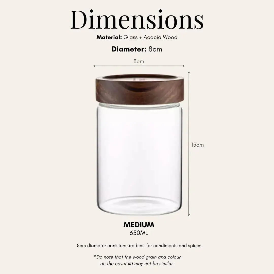 Tatler Acacia Wood Air Tight Glass Canister