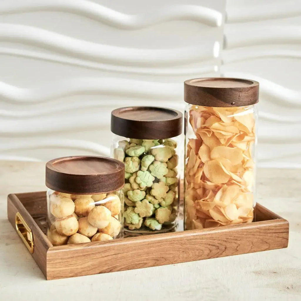 Tatler Acacia Wood Air Tight Glass Canister