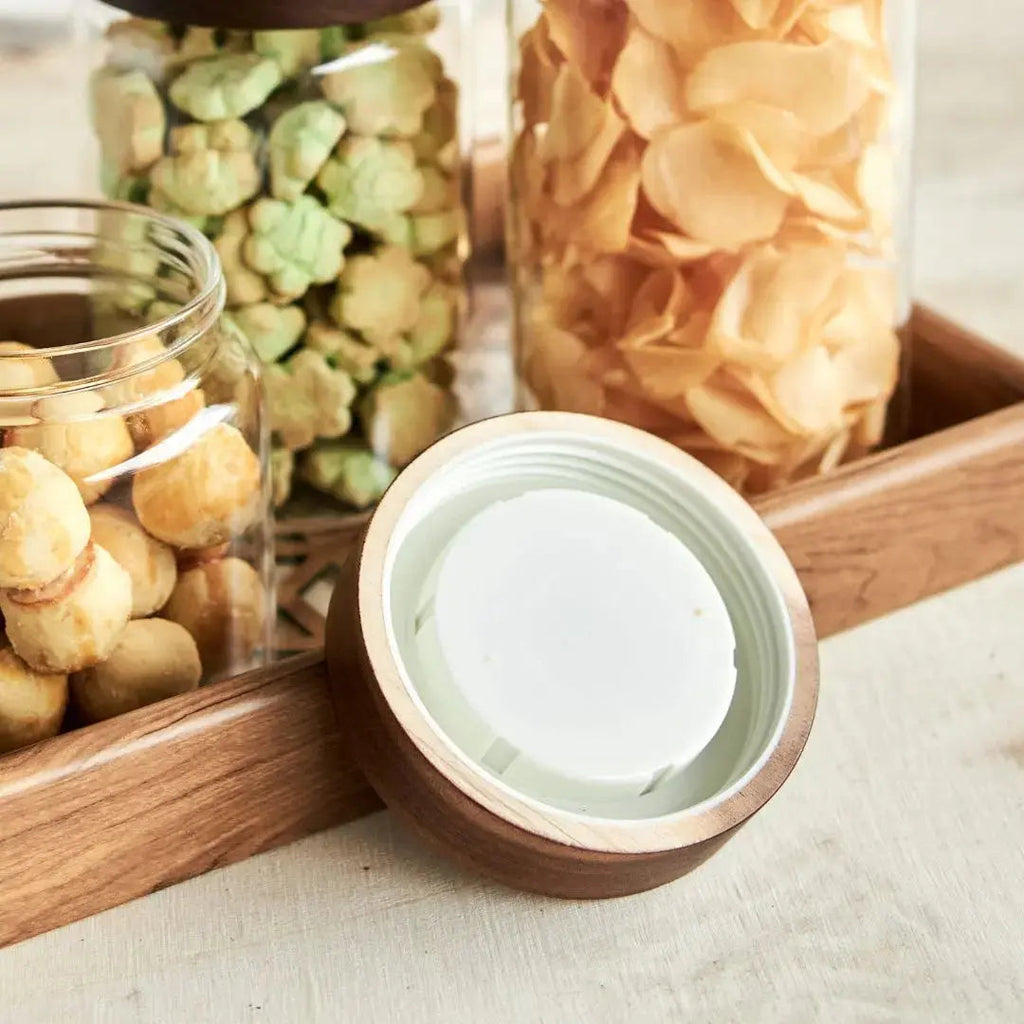 Tatler Acacia Wood Air Tight Glass Canister