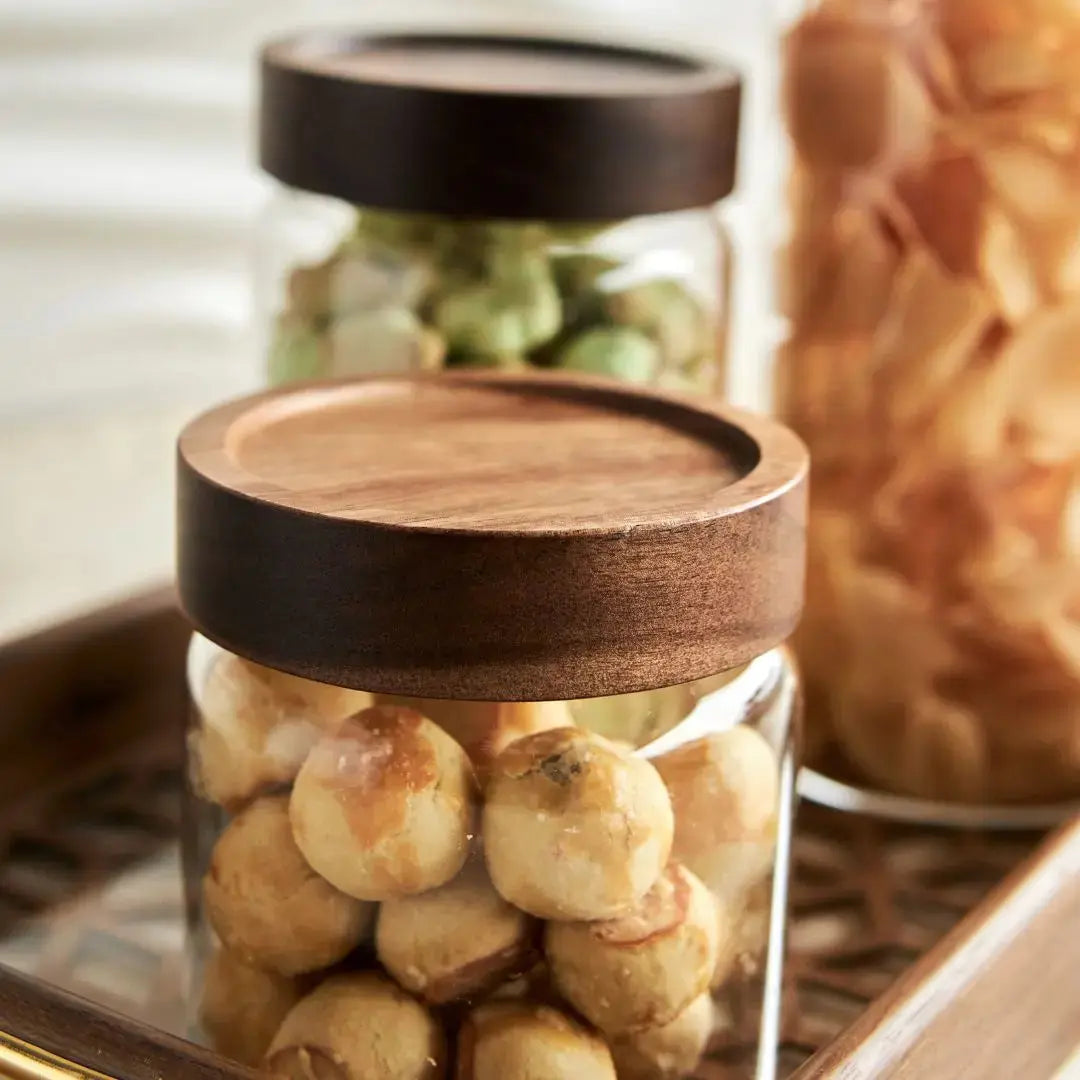 Tatler Acacia Wood Air Tight Glass Canister