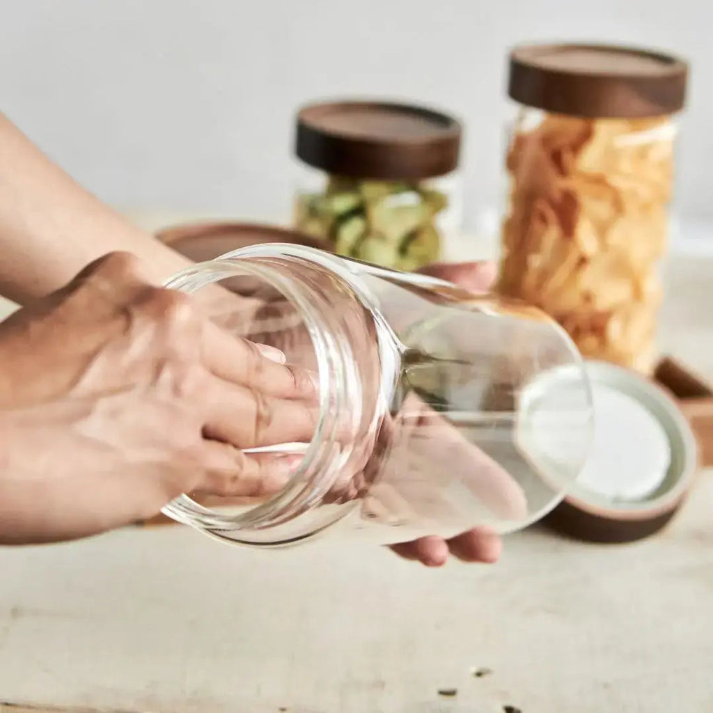 Tatler Acacia Wood Air Tight Glass Canister
