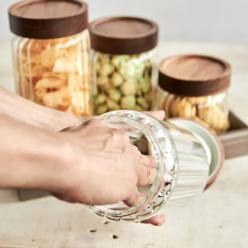 Harper Acacia Wood Air Tight Glass Canister
