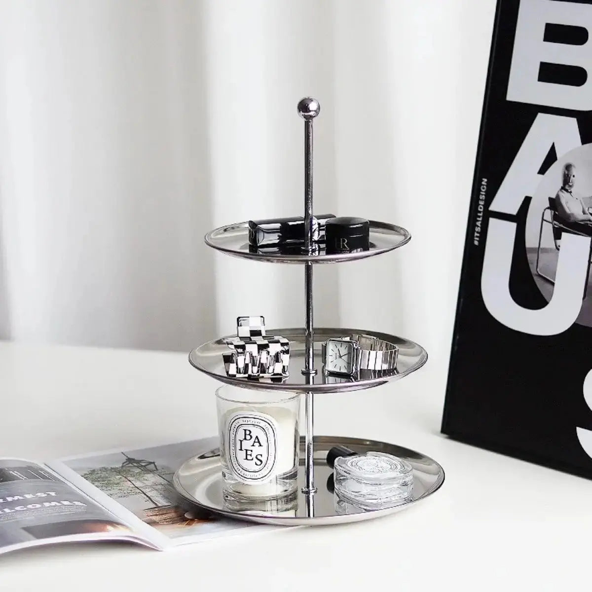 Selina Stainless Steel 3 Tier Dessert Tray Stand